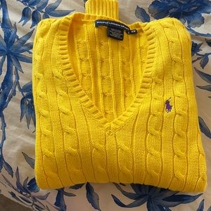Ralph Lauren Size Medium Yellow Cableknit Sweater